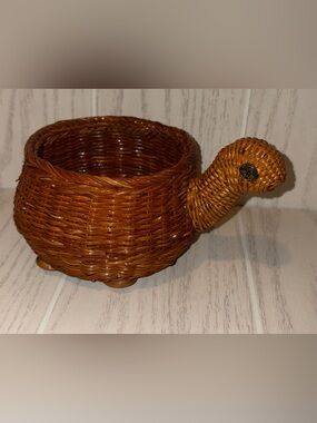 Rattan woven wicker turtle basket boho